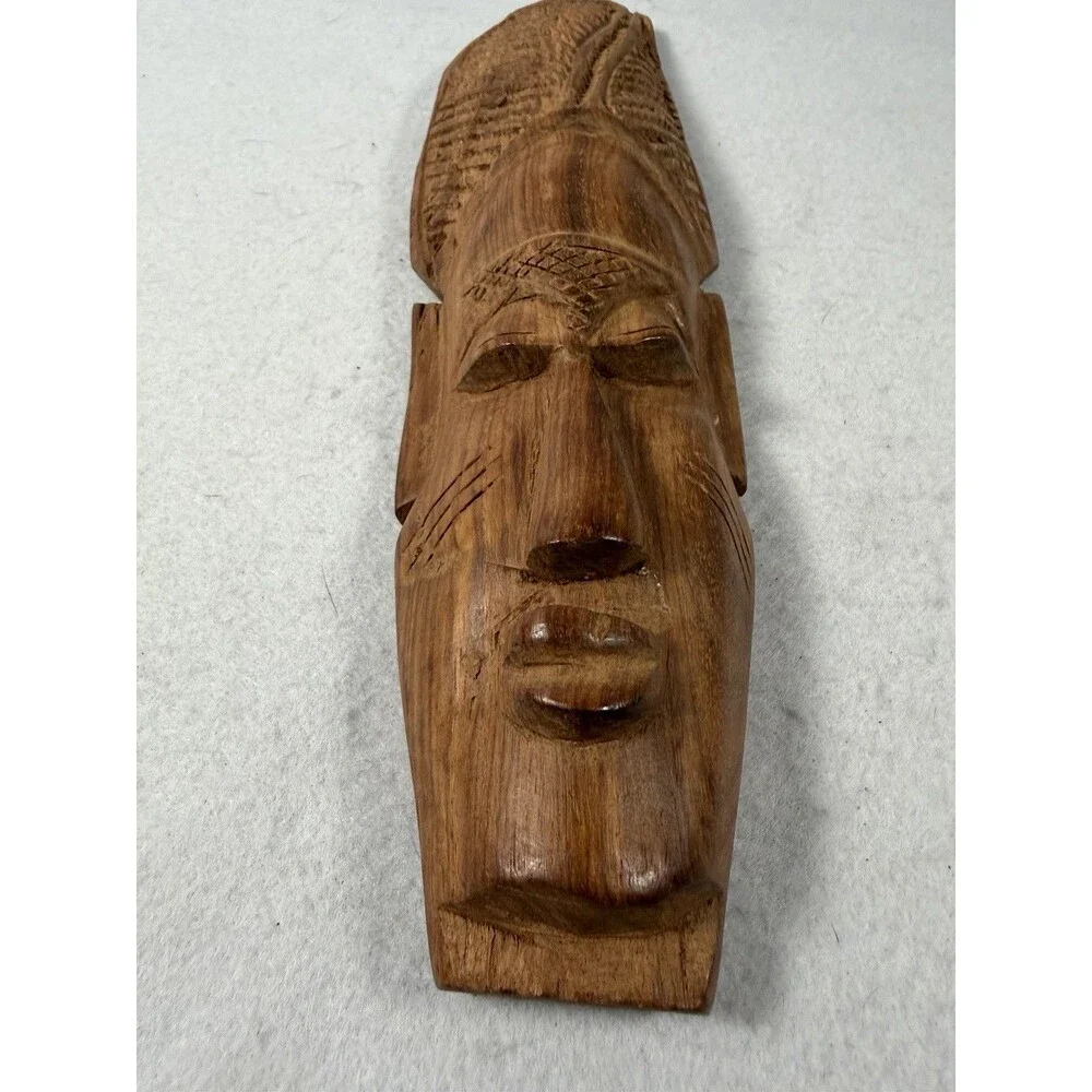 Vintage Very rare Handcarved Mask 10.5” Solid, look photos carefully. Very Nice